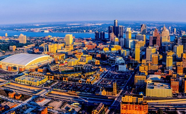 Helicopter ride over Detroit